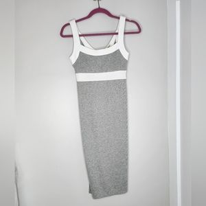 Grey and white jersey bodycon dress